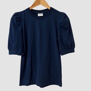 Livotte London “Megan” Navy Short Sleeve Cotton Blouse XS ($176)
